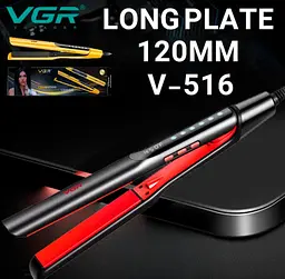 Випрямляч VGR V-516 з керамічним покриття та терморегулятором до 150-230°C дисплей 60 Вт Чорно-червоний - мініатюра 4
