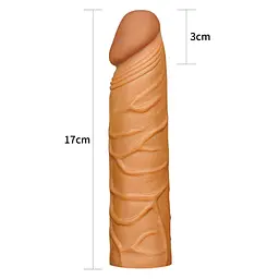 Подовжуюча насадка на член Lovetoy Pleasure X-Tender Penis Sleeve Flesh Add 1, +2.5 см (коричневий) - мініатюра 5