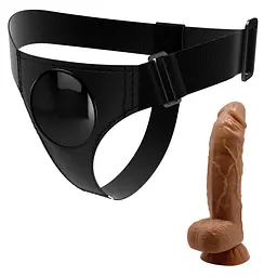 Страпон Pretty Love Harness Briefs Micheal 20 см коричневий - мініатюра 3