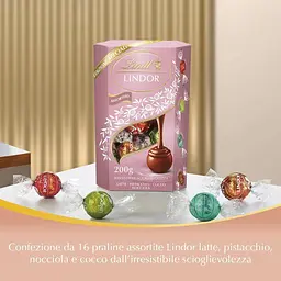 Шоколадні цукерки Lindt Lindor Assortito Latte Pistacchio Cocco Nocciola 200г - мініатюра 4