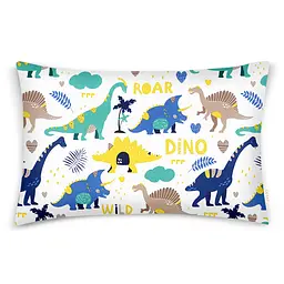 Дитяча постільна білизна в ліжечко DINOSAURS CS3, синій (DinoFriendBlueYellow_81Denim_140) - мініатюра 3