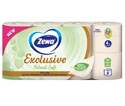 Уцінка. Туалетний папір Zewa Exclusive Natural Soft чотиришаровий 8 рулонів - мініатюра 2