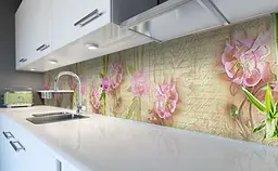 Вініловий кухонний фартух Вінтажні орхідеї наклейка для кухні Квіти Бежевий 65х250 см Happy Pocket Z181493 - мініатюра 6
