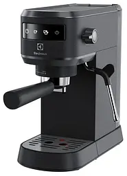Electrolux Кофеварка ріжкова, 1л, мелена, ручний капуч, LED-дисплей, підігрів чашок, чорний