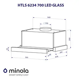 Витяжка телескопічна MINOLA HTLS 6234 BL 700 LED GLASS - мініатюра 11