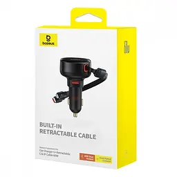 АЗП Baseus Enjoyment Pro 60W (USB) + Retractable Type-C+Lightning Cables - мініатюра 2