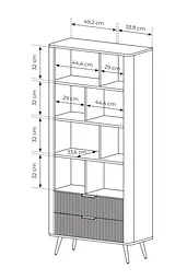 Стелаж Perfect Home Ланте / Lante 2S з 2 шухлядами і золотими ніжками Чорний (PFH-091189) - мініатюра 4