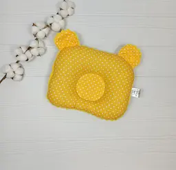 Дитяча ортопедична подушка 24×32 для новонароджених a.l.babybox Горох Жовтий