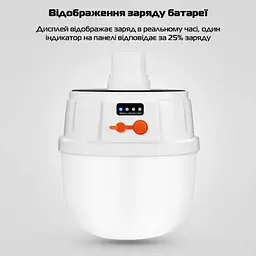 Акумуляторна кемпінгова LED лампа світильник із сонячною панеллю JD-2022 - мініатюра 4