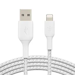 Кабель Belkin USB-A > Lightning заряджання/синхронізації 1м, 12Вт, плетений, білий teh0013709 - мініатюра 2