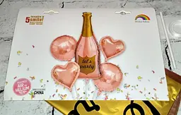 Набір фольгованих кульок "Let's party" рожевий 5 шт декоративні для свят - мініатюра 2