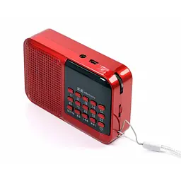 Радіоприймач з FM радіо на акумуляторі, переносний приймач червоний USB MicroSD BKK S61 - мініатюра 3