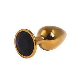 Анальна пробка Fantasy Gold Butt Plug with S 7 см (чорний) - мініатюра 2
