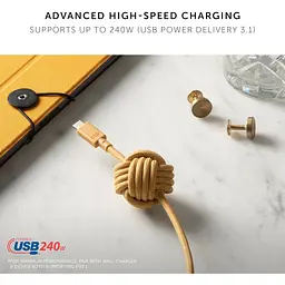 Кабель USB-C to USB-C Native Union Anchor Cable Pro 240W Kraft 3 м (ACABLE-C-KFT-NP) - мініатюра 3