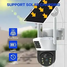 Вулична камера відеоспостереження Digital з двома лінзами 4G, V36-4G SOLAR / Вайфай камера від сонячної панелі - мініатюра 3