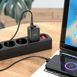 Комплект зарядний Hoco N25 Maker (2 USB) + Кабель MicroUSB чорні 6931474782113 - мініатюра 2