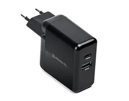 Мережевий зарядний пристрій REAL-EL CH-350 QC3.0 (2USB, 3A) Чорний - мініатюра 4