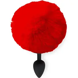 Силіконова анальна пробка Art of Sex - silicone Bunny Tails Butt Plug М Red - мініатюра 2