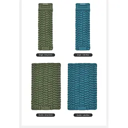 Матрац туристичний надувний двомісний Naturehike CNK2550WS019, 200х125х6.5 см, зелений із вбудованою помпою для надування - мініатюра 12