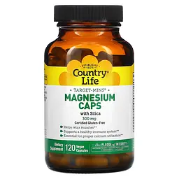 Вітаміни та мінерали Target-Mins Magnesium Caps with Silica 300 mg, 120 вегакапсул Country Life fit0017402