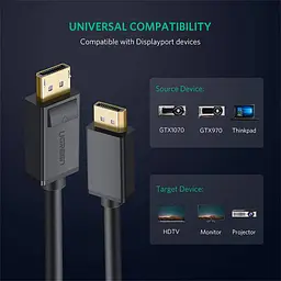 Кабель мультимедійний DisplayPort M to DisplayPort M 2.0m V1.2 Ugreen (10211) - мініатюра 3