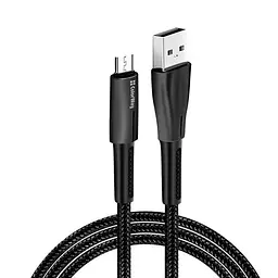 Кабель ColorWay USB - micro USB (M/M), Zinc Alloy + Led, 2.4 А, 1 м, Чорний (CW-CBUM035-BK) - мініатюра 2