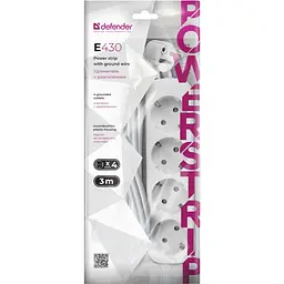 Мережевий подовжувач Power filtr 3.0м Defender E430, 4 розетки, з заземленням - мініатюра 4
