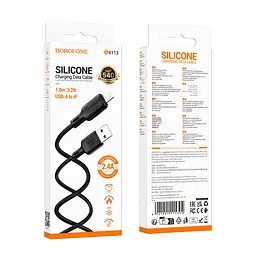 Кабель BOROFONE BX113 Lenny silicone charging data cable iP(L=1M) чорний - мініатюра 2