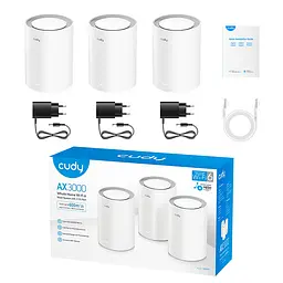 Маршрутизатор WiFi Mesh-система WiFi 6 2.5G Cudy M3000 V2.0 White (3-Pack) 3 штуки дводіапазонні AX3000 (73-00553) - мініатюра 4