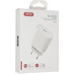 Зарядний пристрій XO L40 Type-C PD Power Adapter 18W/1 USB-C White - мініатюра 4