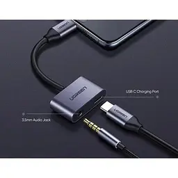 Конвертер адаптер Ugreen 50596 CM193 2 Ports Usb-C Hub + 3.5 mm - мініатюра 5