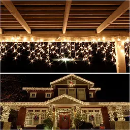 Гірлянда SALCAR 5m 200 LED Icicle Lights, живлення від мереж різдвяні казкові вогні з 24 краплями, 8 миготливих режимів - мініатюра 5