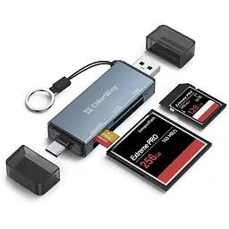 Зчитувач флеш-карт ColorWay USB 2.0/USB-C to CF/SD/MicroSD (CW-CR-01)