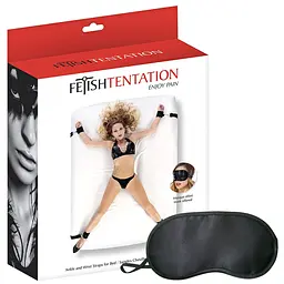 Обмежувальний ремінь для рук і ніг для ліжка з маскою для очей Fetish Tentation чорний - мініатюра 6