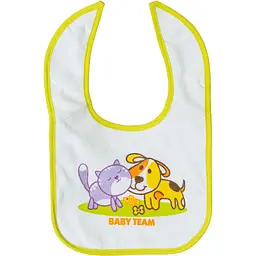 Слинявчик-нагрудник на липучках Baby Team Звірята жовтий (6506)