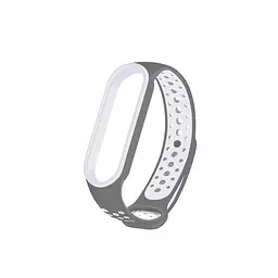 Силіконовий ремінець для фітнесу браслета XiaomiXiaomi Smart Band 5 6 7 Grey White Sport Сірий Білий Спортивний