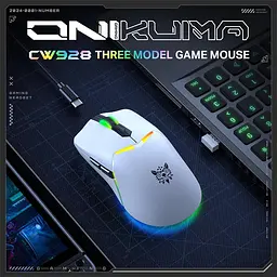 Комп'ютерна мишка Onikuma для ПК та ноутбука CW-98 12000 DPI Bluetooth 2.4GHz RGB підсвітка Білий - мініатюра 3