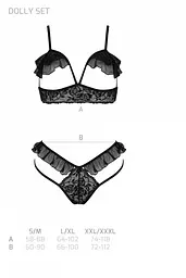 Еротичний комплект Passion DOLLY SET, S/M, black, з відкритими чашками - мініатюра 5