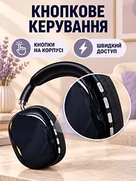 Bluetooth-навушники бездротові накладні з мікрофоном для телефона та комп’ютера, AUX 3.5 мм, USB Type-C, чорні (49676323) - мініатюра 5