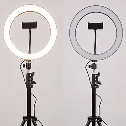 Кільцева світлодіодна LED лампа Flat Ring 10" + tripod 2.1m Black - мініатюра 7