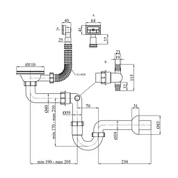 Сифон для кухонної мийки Kroner KRP Siphon-010 3 1/2"×40 мм CV031203 - мініатюра 2