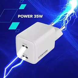 Зарядний пристрій Canyon CU35CC GaN 35 Вт 2xPD EU білий (CNS-CUW35CC) - мініатюра 7
