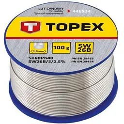 Припій для пайки Topex олов'яний 60%Sn, дрiт 1.5 мм,100 г (44E524)
