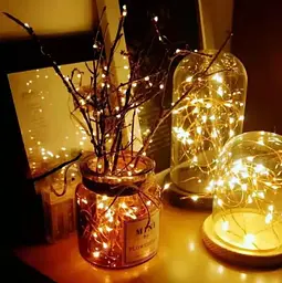 Світлодіодна гірлянда нитка LED Star дріт крапля роси 2 м 20 led батарейки Warm White - мініатюра 3