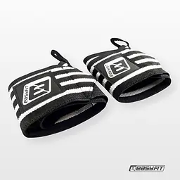 Кистьові бинти EasyFit на зап'ястя 50х8 см фіксатор, чорно-білі (EF-0060-GY) - мініатюра 2