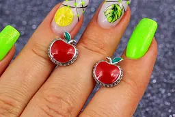 Сережки гвоздики Xuping Jewelry червоні яблучка 1,3 см сріблясті - мініатюра 3