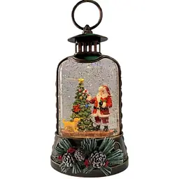 Новорічний нічник Xmas WDL-25011A Санта з ялинкою Вінтажний нічник з ефектом снігового вихору від батарейок
