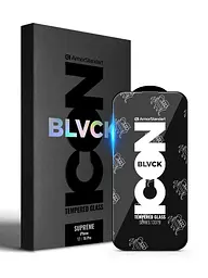 Захисне скло для Apple iPhone 16 Pro/17, Supreme Black Icon, повноекранне загартоване скло 9H, 3D, протиударне, ультратонке, глянцеве, з олеофобним і жировідштовхуючим покриттям, з сіточкою на динамік, преміум, ArmorStandart (ARM86399)