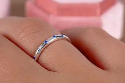 Каблучка з родієвого срібла з фіанітами 14.5 SK-0004 - мініатюра 2