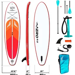 Надувна SUP дошка AERO Board 2.0 (320х15х80см) 10.6' Red Orange [140354] - мініатюра 2
